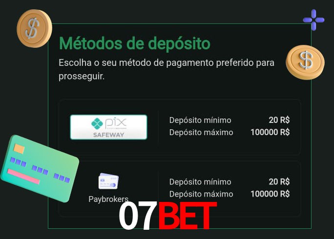 O cassino 07Bet oferece uma grande variedade de métodos de pagamento
